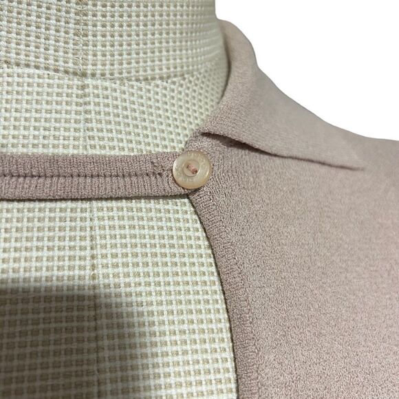 Revolve Bebe Vintage Silk Blend Neck Closure Ribbed Short Sleeve Polo Shirt - Picture 6 of 9